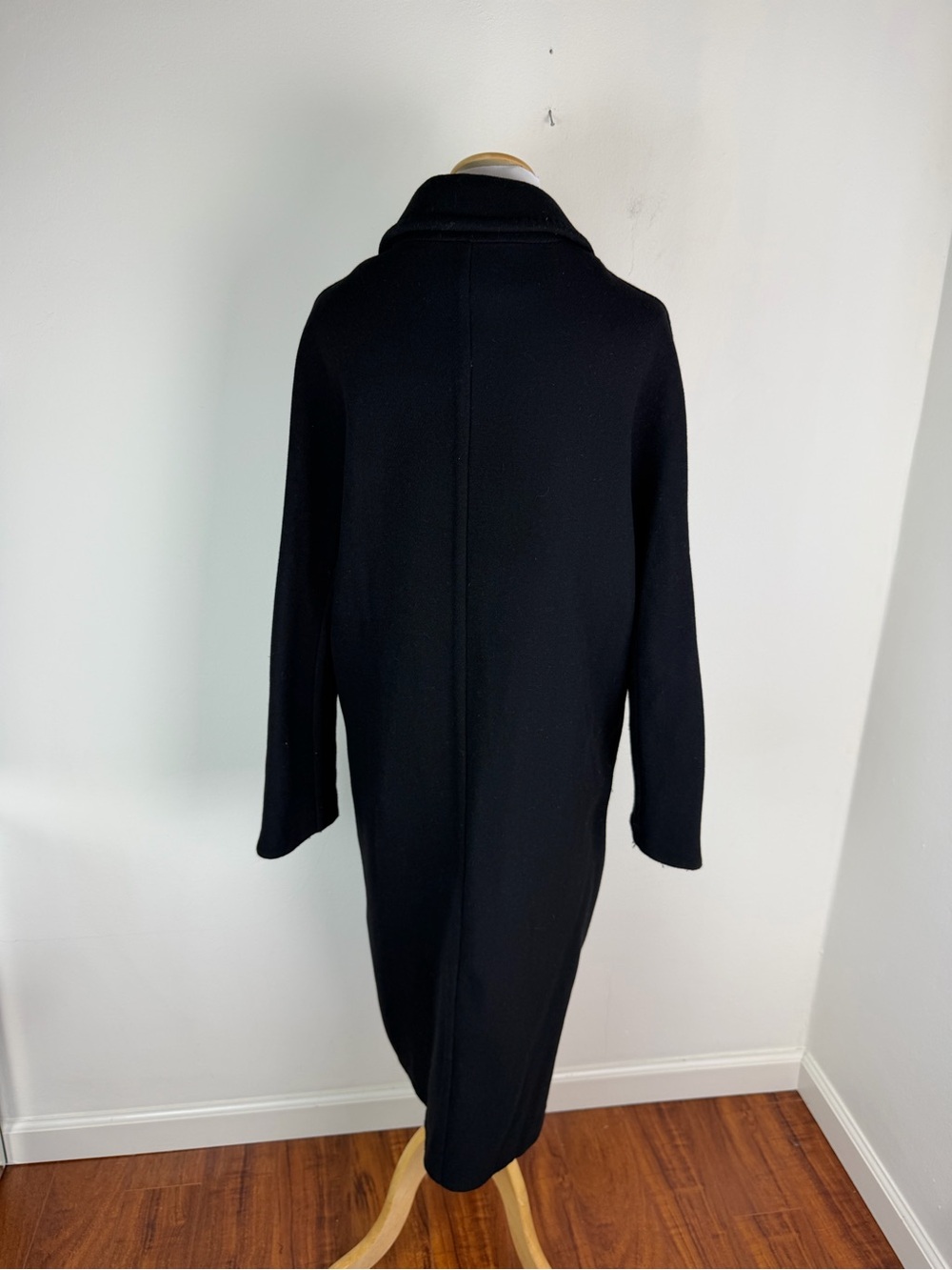Sézane Jim coat black wool long coat boyfriend fit Size 38 US 6 - Picture 10 of 12